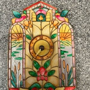 Bright colorful Decorative ceramic stained glass style musical clock